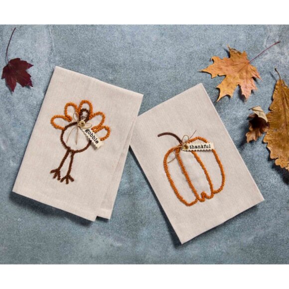 Mud Pie Pumpkin Fall Knotted Towel/NWT - Picture 2 of 6